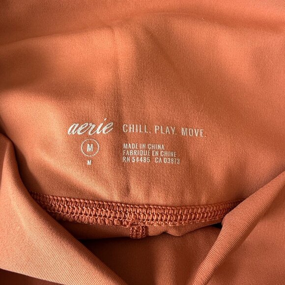 Women's M Aerie Chill Play Move Terracotta Leggings Cut Out Design High Waisted - Picture 6 of 9